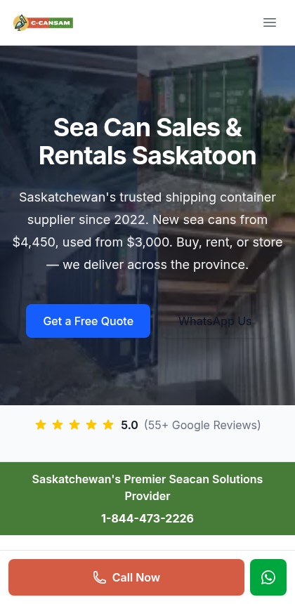 The C-Can Sam homepage on a phone